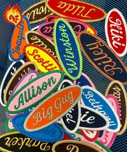 Custom Embroidered Iron-On Name Patches for <b>Clothes</b> Gifts in Various Colors and Shapes - Product Image 1