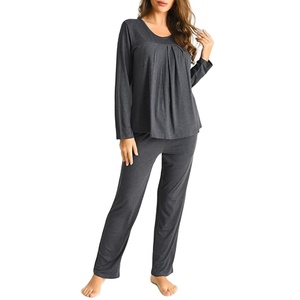 Wholesale Women 2 Piece <b>Pyjama</b> Sets Sexy Breathable Solid Women's <b>Pyjamas</b> Sets Sleepwear Nightgowns Customizable OEM Supply - Product Image 1