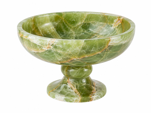 Bol sur piédestal en onyx vert naturel fait main, plat de service en pierre polie, centre de table décoratif pour salle à manger, hôtel, Feng Shui - Product Image 2
