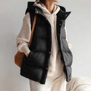 Chaleco Acolchado sin Mangas con Botones para Mujer, Chaleco de Plumón de Color Liso con Cuello Alto, Chaleco Cálido de Invierno para Exteriores sin Mangas para Mujer - Product Image 2