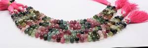 Natural Multi Tourmaline Faceted Teardrop Shape <b>Beads</b> 5x7-6x8MM Multi <b>Color</b> Gemstone Drop <b>Beads</b> 8 Inch Multi Tourmaline <b>Beads</b> - Product Image 5