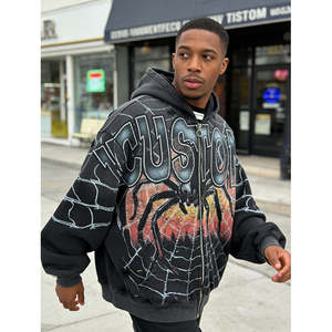 Sudadera con Capucha Personalizada con Pedrería, Estilo Urbano, Oversize y Desgastada - Product Image 3