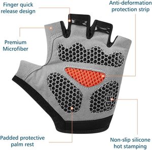 Gants de cyclisme pour hommes et femmes, gants de vélo VTT à demi-doigts, gants antidérapants et absorbant les chocs pour le fitness, le cyclisme et les sports de plein air - Product Image 4