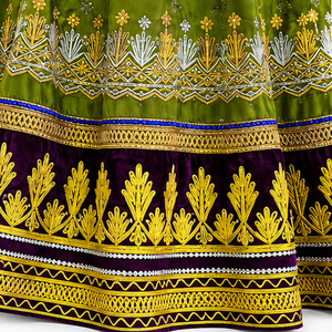 Lehenga Choli de seda verde con dupatta azul bordada, ropa de boda para mujer, largo hasta el suelo, vestidos indios afganos Kuchi. - Product Image 6