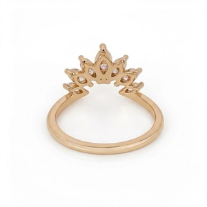 14K Pure Gold 0.46ctw Luxury Marquise Diamond Wedding Band Real Lab Grown Diamond Unique Curved Crown <b>Ring</b> Bridal <b>Stacking</b> <b>Ring</b> - Product Image 6