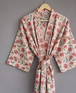 Túnica Larga de Moda para Fiesta, Estilo Playa, con Encaje Frontal Abierto, Estampado Floral, Algodón Kantha, Cuello en V Alto, Casual de Verano - Product Image 1