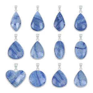 Pendentif en pierre de quartz bleu naturel en gros, formes multiples, pour la fabrication de colliers, bracelets et bijoux DIY - Product Image 1