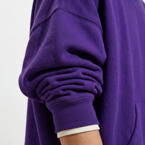 Sudadera unisex de algodón 100% oversize con cuello alto, dobladillo plegado, lisa teñida, de felpa, para otoño, estilo casual, ideal para estampar. - Product Image 6