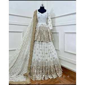 Ensemble Kediya-Lehenga pour femme, taille XL, blanc, de la marque WW Designer, pour les occasions spéciales, avec dupatta - Product Image 3