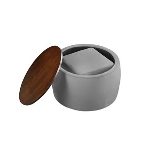 2-in-1 Round Ottoman Set <b>with</b> Storage Square Foot Rest Coffee <b>Table</b> for Living Room Bedroom Stylish <b>Stools</b> & Ottomans - Product Image 4