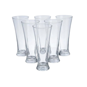 Ensemble de 6 verres élégants de style Pilsner, hauts et coniques, pour bière, jus et smoothies, avec base lourde, verres Highball - Product Image 1