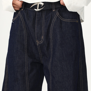 Pantalones Vaqueros Anchos de Mezclilla para Hombre, Lavado Oscuro, Corte Holgado, Casuales, Tejido Sólido, Estilo Urbano - Product Image 6