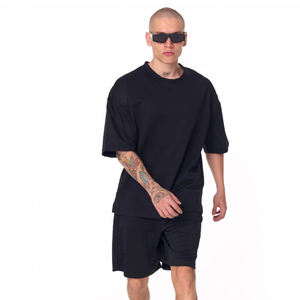 Custom Logo Dyed Washed Shorts Men Small Neckline Fashion Brand Men's T Shirts Oversized Vintage T Shirt Shorts for Men's - Product Image 3