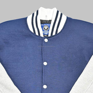 Veste Letterman Varsity de baseball personnalisée de haute qualité pour hommes col montant avec broderie fabricant de manches en cuir enduit - Product Image 2