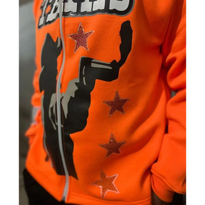 Apparel Xperts ODM Sweat-shirt à capuche zippé personnalisé pour homme en polaire décontracté avec imprimé étoiles scintillantes coupe classique pour l'automne - Product Image 4