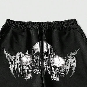 Up Felt Custom Skull Print Wide Leg Sweatpants Heavyweight 100% Cotton Fleece Sweatpants For Unisex - Product Image 3