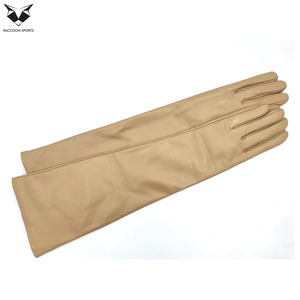 Classy Beige <b>Long</b> Leather <b>Gloves</b> Women Opera Length Faux Leather Mittens High Quality Lady Autumn Winter Fashion Accessories - Product Image 4
