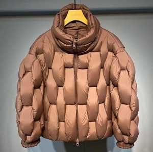 Blouson matelassé en polaire pour homme, motif patchwork à carreaux, fermeture éclair frontale, coupe-vent, col montant, gaufré, décontracté, épais, pour l'hiver - Product Image 5