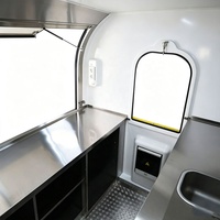 Remorque alimentaire remorquable avec cuisine complète, petit camion de cuisine mobile rond pour yaourt glacé, crème glacée, café et en-cas