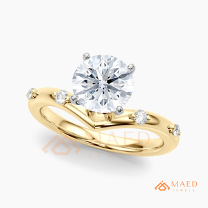 แหวนเพชรโมอิสซาไนต์ทรงกลมชุบทอง 18K เพชรเพาะเลี้ยงสำหรับเจ้าสาว เครื่องประดับผู้หญิง สหรูหรา ของขวัญจากสหรัฐอเมริกา - Product Image 5