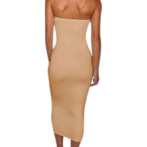 Vestido Tubo Largo Sexy para Mujer, Color Liso, Sin Tirantes, Elástico y Suave, Ideal para Vacaciones y Playa - Product Image 2