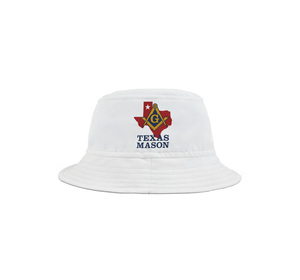 Master Mason Blue Lodge Bucket <b>Hat</b> White Texas Mason Embroidered Cotton Sun <b>Hat</b> - Product Image 1