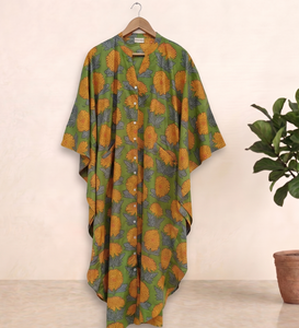 Floral Print Cotton <b>Kaftan</b> Dress For Women Handmade Summer Dress Beach Wear <b>Plus</b> <b>Size</b> Dress Indian Wholesaler - Product Image 4