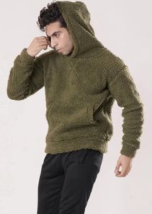 Sudadera con Capucha Bordada de Forro Polar Verde Oliva para Hombre, Corte Regular, Ropa Casual de Invierno con Bolsillo, Servicio OEM - Product Image 4