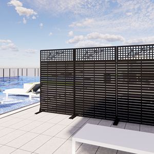 Divisorio Decorativo in Metallo Personalizzabile 183 cm (A) x 110 cm (L) per Interni/Esterni, Schermo Privacy per Balcone e Patio in Stile Artistico - Product Image 1