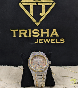 Reloj de pulsera mecánico automático con esfera árabe Multicolor Hip Hop personalizado con diamantes cultivados en laboratorio VVS de alta calidad - Product Image 3