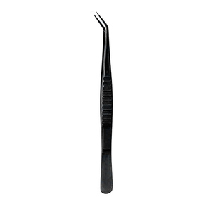 Pince chirurgicale dentaire en acier inoxydable de qualité allemande, personnalisable, à pointe coudée dentelée, pour coton, noire - Product Image 2