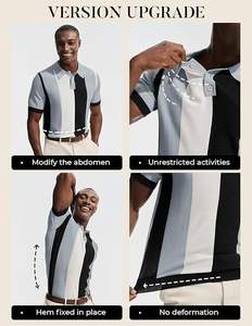 Chemises polo pour hommes, chemises à rayures vintage à boutons, chemises décontractées en tricot - Product Image 4