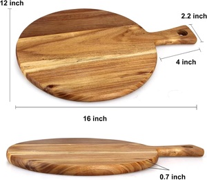Tabla de cortar de madera de acacia, forma redonda, construcción robusta y gruesa, segura para cuchillos, perfecta para cortar, servir y uso diario en la cocina. - Product Image 5