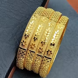 Elegant Mesh Pattern Gold Plated <b>Bangle</b> <b>Bracelet</b> Pair Fine Texture Designer Jewelry for Women Daily Wear and Ethnic Styling - Product Image 5