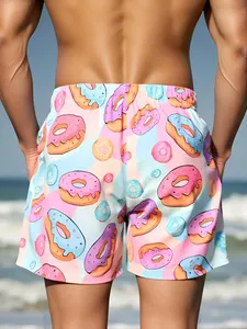Shorts de Playa para Hombre con Estampado de Donuts, Secado Rápido, Diseño de Dibujos Animados, Cintura Media, Cordón Ajustable y Bolsillos - Product Image 2