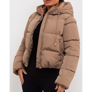 Chaqueta Acolchada con Capucha para Hombre, Abrigo de Invierno Estándar, Cálido, 400 GSM, Cierre Frontal con Cremallera, Bordado, Beige, Corte Ajustado, Estilo Urbano - Product Image 4
