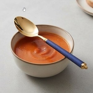 Ensemble de couverts plaqués or de style luxueux avec poignées en cuir bleu, compatibles lave-vaisselle, pièce décorative pour table de mariage - Product Image 4