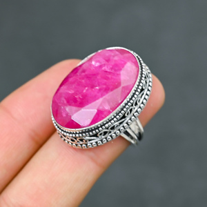 Magnifique bague tendance en argent sterling 925 massif avec pierre précieuse rubis rouge, faite à la main, vente en gros - Product Image 1