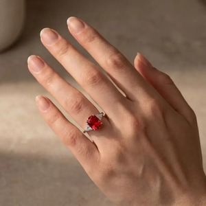 925 Moissanite <b>Cushion</b> Cut Side Stone Engagement <b>Ring</b> Travel <b>Ring</b> In Sterling Silver White Gold Plated for Women's - Product Image 4