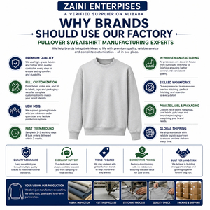 เสื้อสเวตเชิ้ตผ้าฟลีซคอโอแบบสวมครึ่งซิป แขนยาว ปักโลโก้ตามสั่ง ZAINI ENTERPRISES ผลิตจากผ้าฝ้ายถัก 100% ทรงยูนิเซ็กส์ คอโอ สำหรับฤดูใบไม้ร่วง สไตล์ลำลอง - Product Image 5