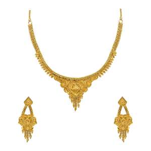 Wholesale Brass 14K 18K 24K Dye Gold Plated Forming Necklaces, Traditional Design Jewelry Set, Festive Wear Fashion Jewelry Set. - Product Image 3