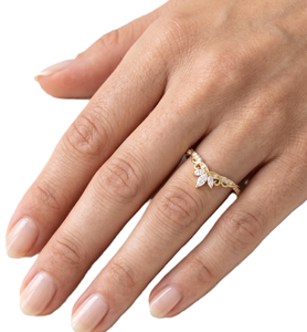 Manufacturing 10K Solid Gold Marquise Round Lab Diamond Curved <b>Ring</b> Vintage Engagement Wedding <b>Dainty</b> Stackable Women Jewelry - Product Image 6