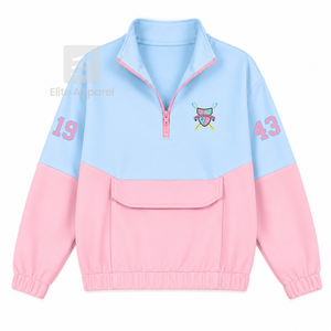 Pull à col zippé personnalisé Gamma Phi Delta Sorority, rose et bleu ciel, avec logo brodé, décontracté pour femme, vêtements grecs - Product Image 1