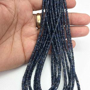 Cuentas Rondelle facetadas de calidad AAA, hebras de piedras preciosas de zafiro azul oscuro de Pailin Natural de 3mm para accesorios de fabricación de joyas - Product Image 4