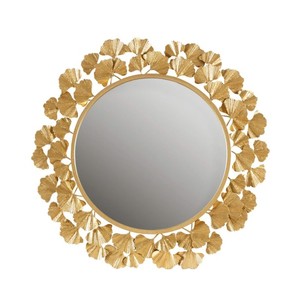 Ginkgo <b>Leaf</b> <b>Wall</b> Mirror – Luxury Gold Floral Decorative Mirror for Living Room, Bedroom & Home <b>Decor</b> - Product Image 1