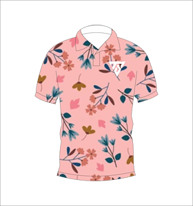 Polo con estampado floral rosa para hombre, manga corta, informal, transpirable, ligero, ajustado, a la moda, para verano - Product Image 1