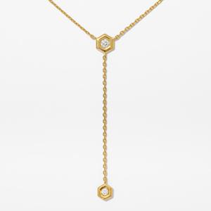 สร้อยคอเพชรทรงหยดน้ำ 14K ทองคำขาว-ทองเหลือง ประดับเพชรแล็บโกรว์ 0.24 กะรัต ดีไซน์หรูหรา พร้อมตัวล็อกแบบก้ามกุ้ง เหมาะสำหรับผู้หญิง สวมใส่ได้ทุกวัน - Product Image 4