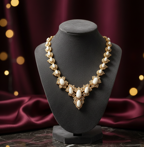 Collier de mariée audacieux blanc multi-formes, collier de créateur lourd en zircon cubique, bijoux de fête en argent 925 plaqué or 18 carats - Product Image 2