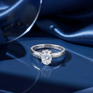 Anillo de Compromiso Solitario con Diamante Cultivado en Laboratorio, Corte Ovalado, Oro Blanco, Anillo de Promesa Minimalista, Anillo de Novia, Joyería Fina, Regalo - Product Image 3