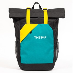 Yellow and blue color matching design <b>backpack</b> roll top <b>backpack</b> expandable sports <b>backpack</b> <b>large</b> capacity leisure <b>backpack</b> - Product Image 1